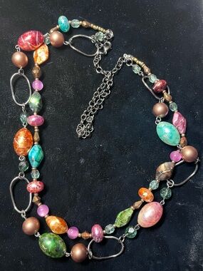 Bohemian Multi-Strand Statement Necklace – 30” Colorful Beaded Layered Necklace